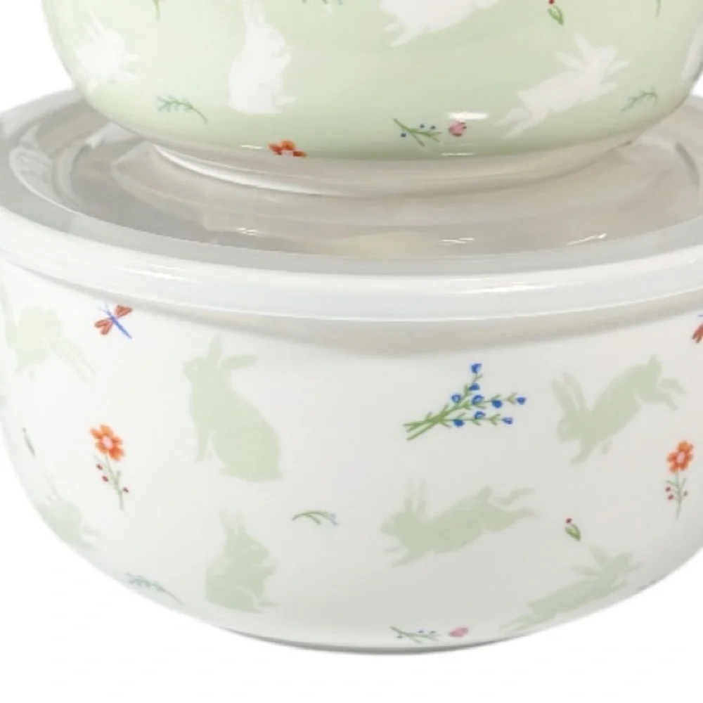 NEW Grace Pantry BUNNY Design Set/2 Vented Food Storage Containers